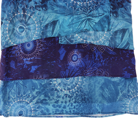 Desigual Mini Shift Dress 40 US 8 M Women Blue BOHO Chiffon Layered Flowy - Picture 5 of 13